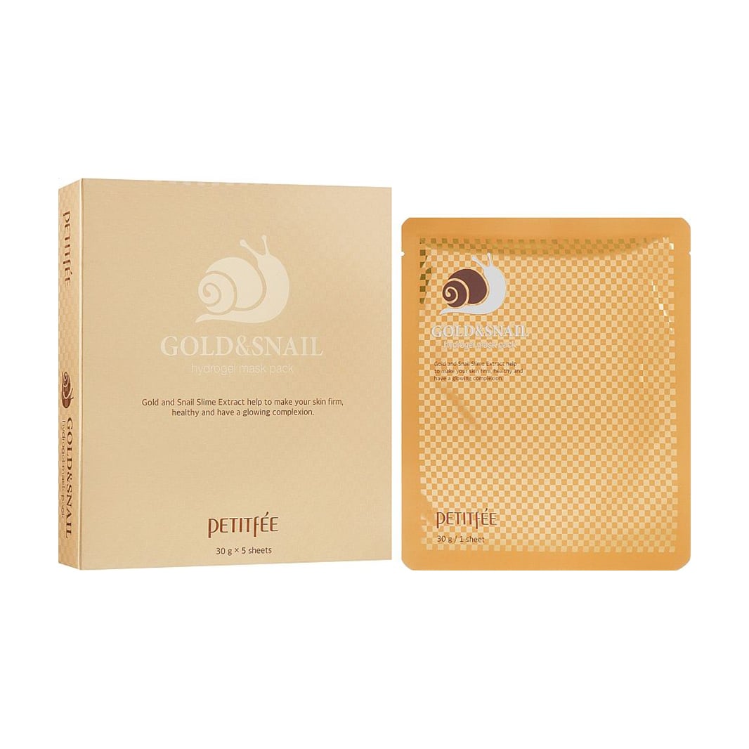 Гідрогелева маска для обличчя Petitfee &amp; Koelf Gold &amp; Snail Hydrogel Mask Pack з золотом та равликом, 5*30 г